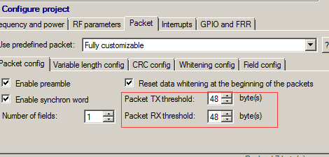 設(shè)置配置TX_FIFO_ALMOST_EMPTY和RX_FIFO_ALMOST_FULL 閥值