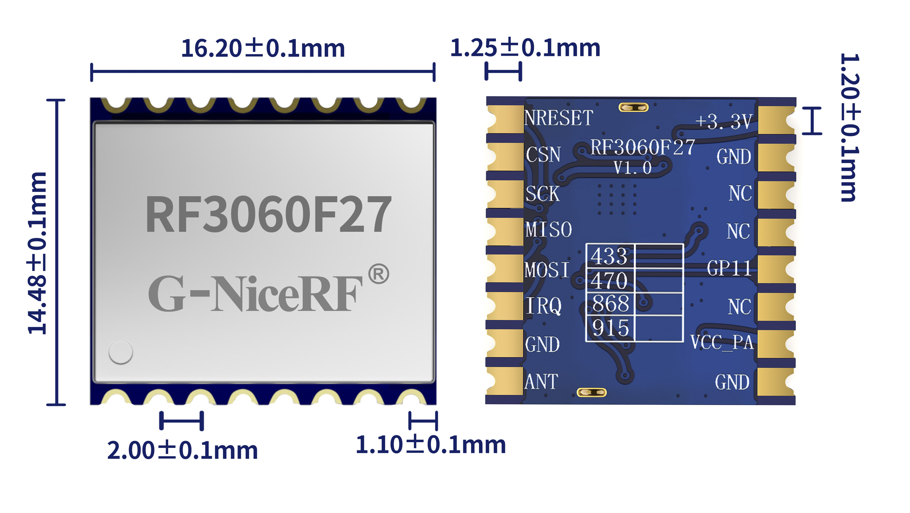 RF3060F27模塊尺寸
